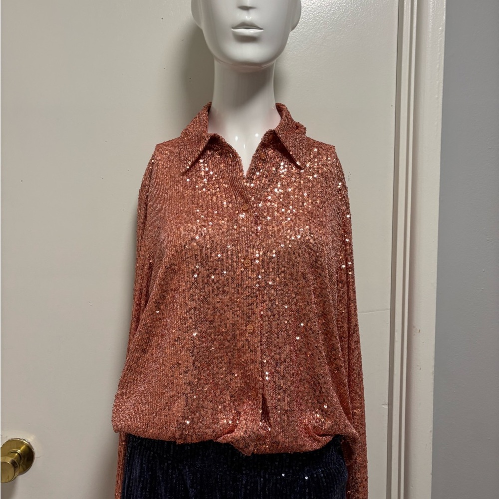 Pinko Sparkling Rose Sequin Blouse